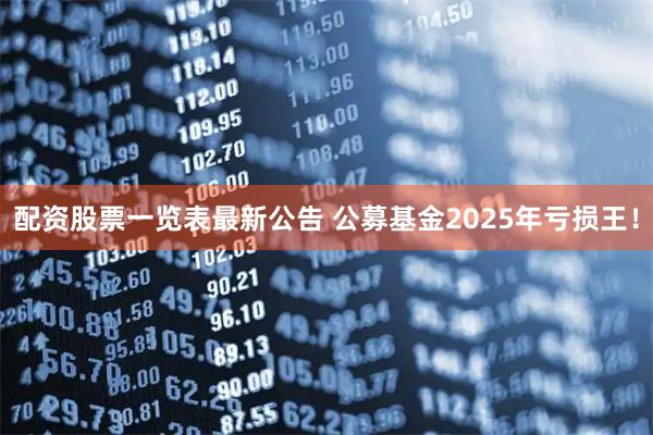 配资股票一览表最新公告 公募基金2025年亏损王！