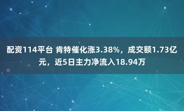 配资114平台 肯特催化涨3.38%，成交额1.73亿元，近5日主力净流入18.94万